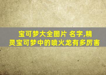 宝可梦大全图片 名字,精灵宝可梦中的喷火龙有多厉害